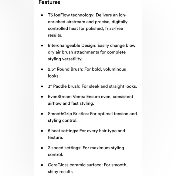 T3 AireBrush Duo Interchangeable Hot Air Blow Dry Brush - Picture 9 of 10